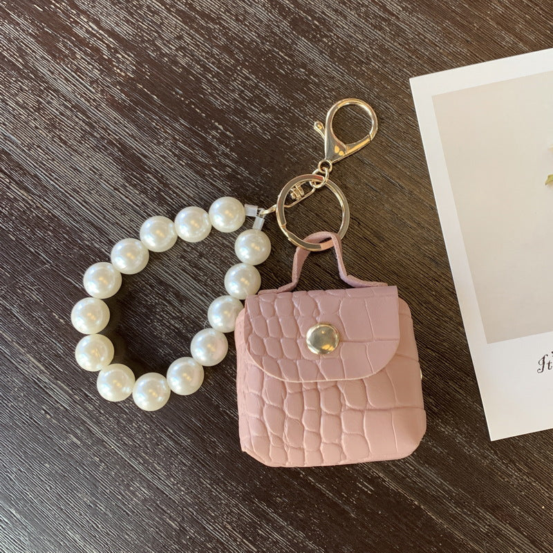 Wholesale Pearl Car Handmade Mini PU Leather Keychain